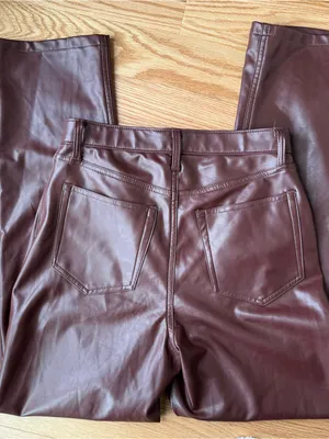 Abercrombie 90s Straight Ultra High Rise Faux Leather Pants Brown - Size 29/8 thumbnail 6