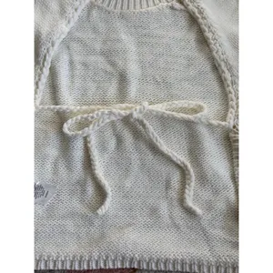 NEW Open Edit Cropped‎ Chunky Sweater Cream White Open Back Tie Bow Womens Small thumbnail 6