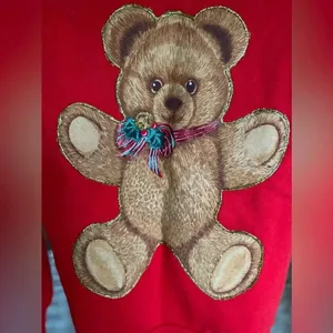 Vintage Teddy Bear Christmas Sweatshirt‎ Holiday Kitsh Nostalgic 90s Whimsical S thumbnail 4