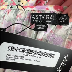 NWT Nasty Gal Collection‎ Floral Frill Shoulder Smock maxi dress sz 2 thumbnail 5