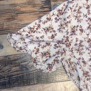Floral Tiered Midi Dress in White with Mauve Print thumbnail 5