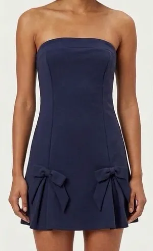 Altar'd State Navy Strapless Mini Dress with Bow Accents Size Large thumbnail 1