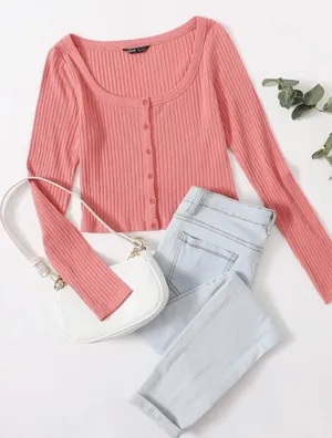 SheIn Pink Crop Top Cardigan thumbnail 4