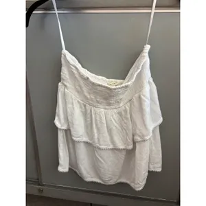 Sim & Sam Womens White Strapless Smocked Tiered Ruffle Pom Pom‎ Trim Tube Top S thumbnail 5