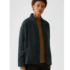 Eileen Fisher Cupro Padded High Collar Coat Black Size S thumbnail 5