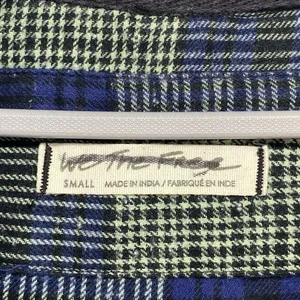 We the Free Flannel Blouse Womens S Blue Tie Sleeve‎ Button Front Western Boho thumbnail 4