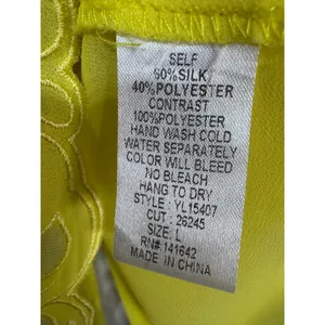 YA Los‎ Angeles L Yellow Tank Top Women's Silk Blend Embroidered Mesh Panel thumbnail 5