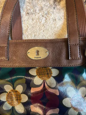Fossil floral bag with leather trim  thumbnail 2