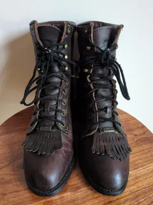 Double-H Women's Sz 8.5 Ladies Lacer Leather Work Boots Western Cowgirl 9300 thumbnail 4