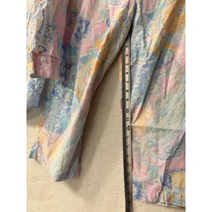 Lauren Ralph Lauren Pajama Set Womens Medium Pink Paisley Cotton 3/4 Sleeve Crop thumbnail 10