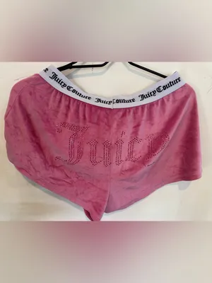 Juicy Couture Pink Velour Lounge Shorts with Rhinestone Script thumbnail 2