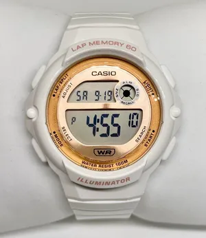 Casio illuminator Women's Digital Watch 39mm LWS1200H white resin band running thumbnail 1
