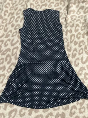 Navy Blue Polka Dot Fit & Flare Dress thumbnail 4