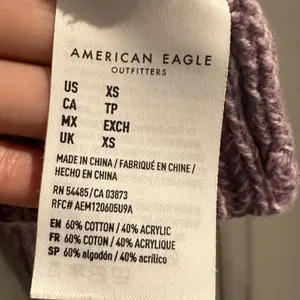 American Eagle Purple Henley Cropped Sweater XS Buttons Round Neck Casual‎ thumbnail 6