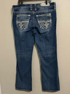 Rock Revival Easy Bootcut Embellished Embroidered Denim Jeans Women’s Size 34 thumbnail 2