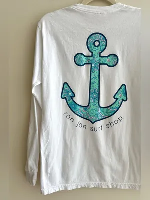 Ron Jon Surf Shop Anchor Myrtle Beach Long Sleeve T-Shirt, White/Blue, Small thumbnail 12