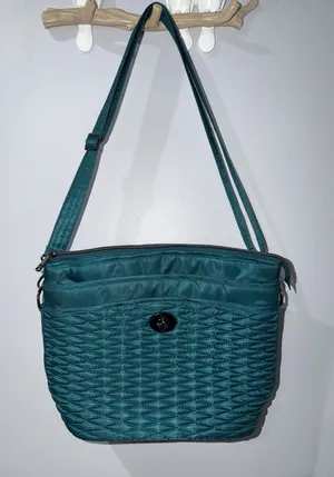 Lug Adagio‎ Shoulder Crossbody Bag RFID Protection Turn Key Lock Emerald Teal M thumbnail 1