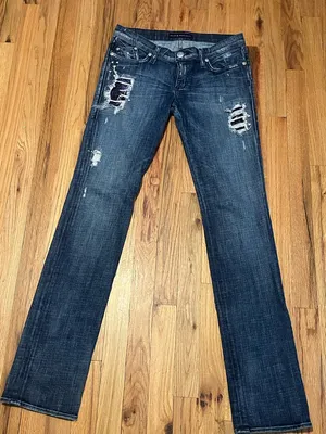 Rock & Republic Distressed Jeans Size 29 Dark Wash Low Rise Stretch Y2K Style thumbnail 2