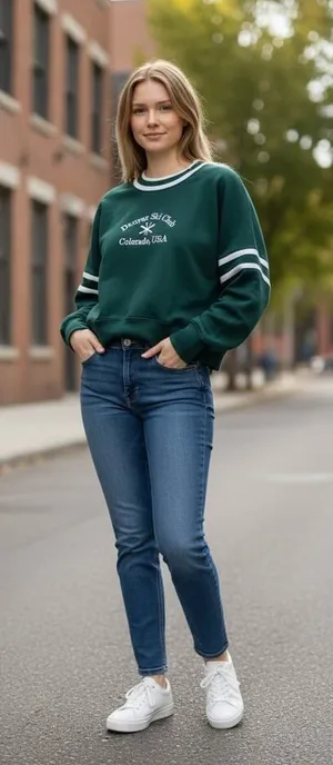 Abercrombie & Fitch Soft AF Denver Ski Club Green Fleece Crop Sweatshirt Size S thumbnail 1