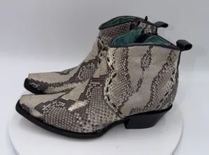 Corral A3655 Genuine Exotic Python Snip Toe Western Ankle Boots Size 7.5 B Taupe thumbnail 1