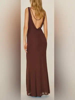 NEW Reformation plus Camille Rowe Hugo low back Mahogany gown sz 0 thumbnail 3