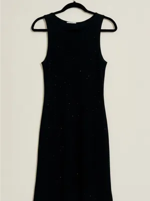 Vintage Y2K Little Black Sparkle Dress Sz XS Slinky Glitter Formal Wedding Guest thumbnail 10