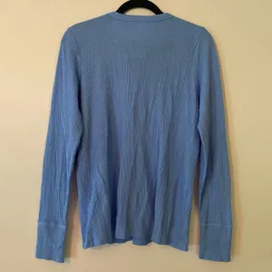 Aerie Blue Waffle Knit Long Sleeve Henley Shirt Loungewear Women's size Large thumbnail 5