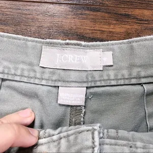 vintage • J Crew button fly shorts cargo faded green high rise twill stone wash thumbnail 4
