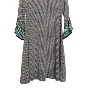 Max Studio Womens‎ XS Navy Geometric V-Neck Bell Sleeve Paisley Knit Dress thumbnail 7