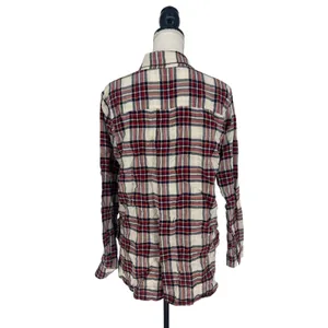 Jenni Kayne‎ Sequoia Plaid Cotton Button Down Shirt Red Cream S thumbnail 10