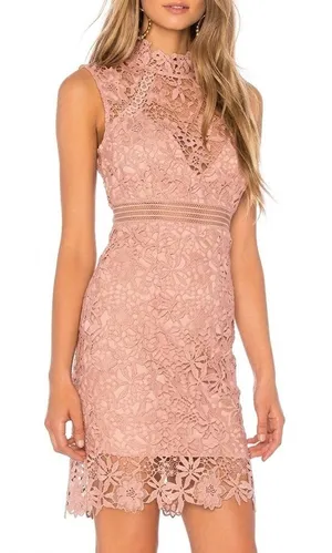 Bardot Paris Lace High Neck Dress Pink Size 4 NWT Cocktail Wedding Guess thumbnail 1