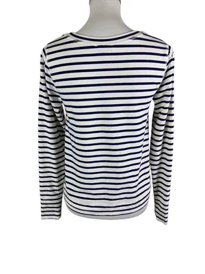 Stella And Dot Striped Long Sleeve Top‎ Blue White Crew Neck Casual Small thumbnail 2