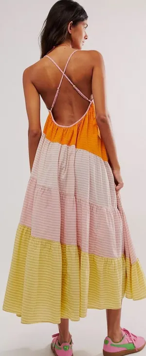 Free People Bohemian Beach Summer What Love Is Maxi Dress Size Large Sundress thumbnail 1