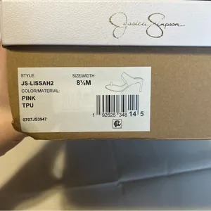 NEW Jessica Simpson Lissah 2 Neon Pink Clear Toe-Loop Slide Heel Size 8.5M thumbnail 9