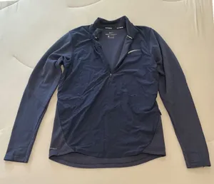 Nike AeroReact Womens Running 1/4 Zip Pullover Navy Blue Small Thumbholes thumbnail 1