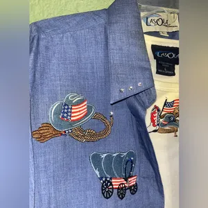 80s 90s vintage western cowboy cowgirl rodeo patriotic blouse shirt set thumbnail 3
