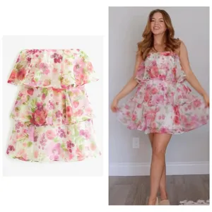 NWT Abercrombie and Fitch Organza Tiered Strapless Mini Dress Size Medium thumbnail 2