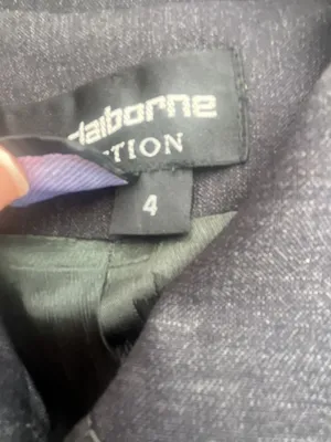 Liz Claiborne Collection Vintage 100% Wool Charcoal Grey Pant Suit Zip Jacket Si thumbnail 5