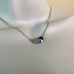Double Heart Crystal Rhodium Plated Necklace with Crystals thumbnail 10