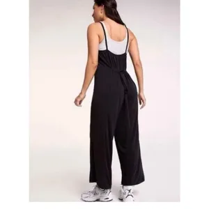 CALIA Sandwash Jumpsuit XS Black Sleeveless Wide Leg Tie Back‎ NWT Soft Lounge thumbnail 2