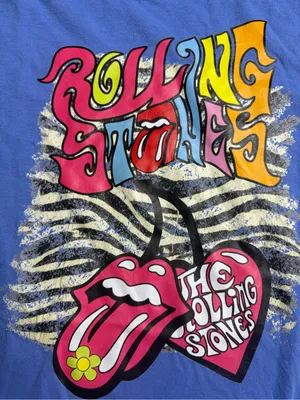 Comfort Colors Blue Short Sleeve Graphic Tee with Rolling Stones Print thumbnail 4