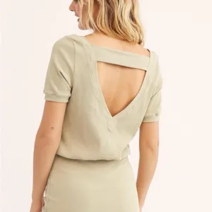 Free People Beach Happy Hour Olive Open Back Mini Dress women’s size XS thumbnail 2
