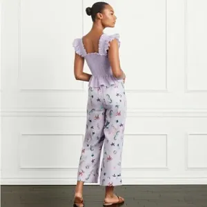 Hill House The Skylar 100% Linen Pants in Sea Creatures Size M NWT thumbnail 2