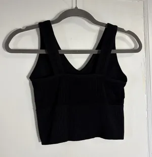 Shein Cropped Tank Black Ribbed thumbnail 2