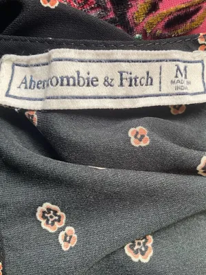 Abercrombie & Fitch Black Long-Sleeve Boho Paisley Dress Floral M thumbnail 7
