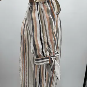 Hint of Blush Striped Cold Shoulder Midi Dress Plus 3X Boho Tie Sleeve Cotton thumbnail 4