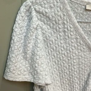 LOFT White Short Sleeve Tie Front Blouse thumbnail 4