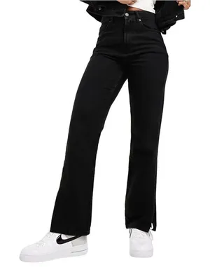 ASOS Design 90s Straight Jean with Split in Black, Size 28X32 thumbnail 1