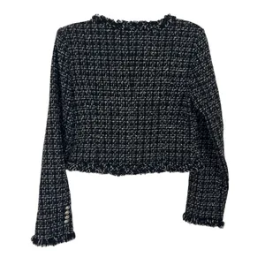 Derek Lam Collective Cropped Button Up Tweed Blazer Jacket Size 8 Boucle Twee thumbnail 8