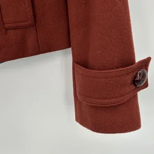 Y2K‎ Banana Republic Womens 100% Wool Pea Coat Jacket Rust Orange Size Small thumbnail 3